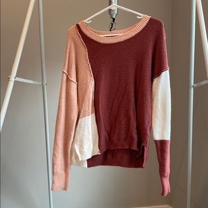 Colorblock, red/pink/cream sweater. NWOT
